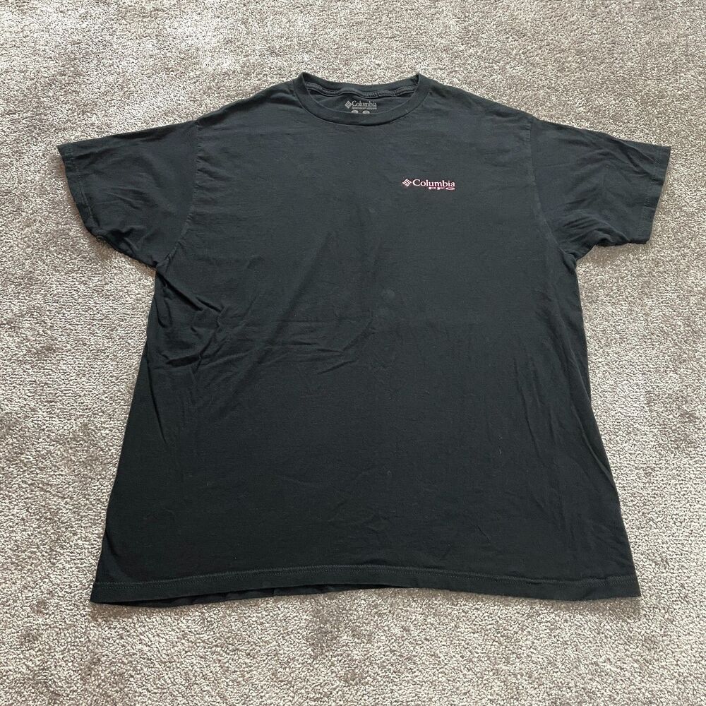 Columbia Sportswear PFG Shirt Mens XL Black Regular Fit Short Sleeve Crew Logo